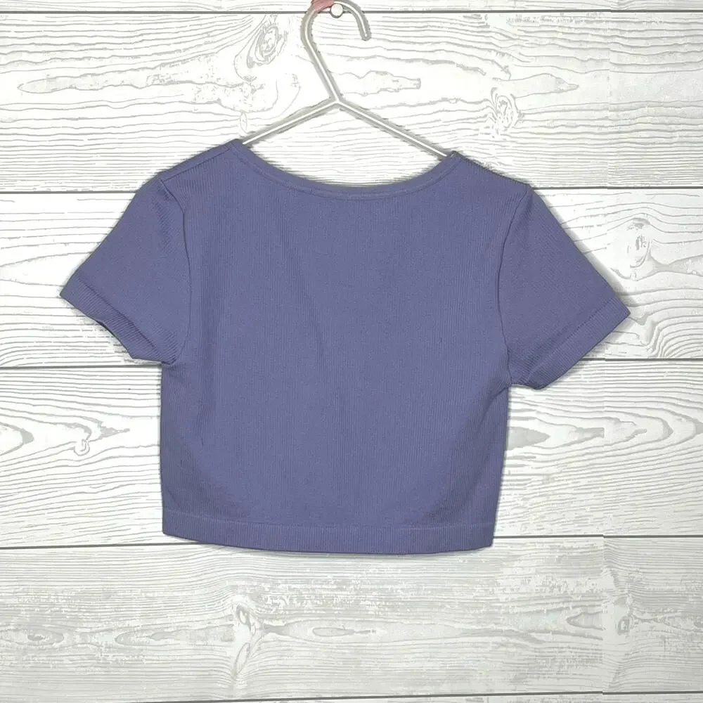 Art Class light purple ribbed short sleeve crop top NWT girls size Medium (8)